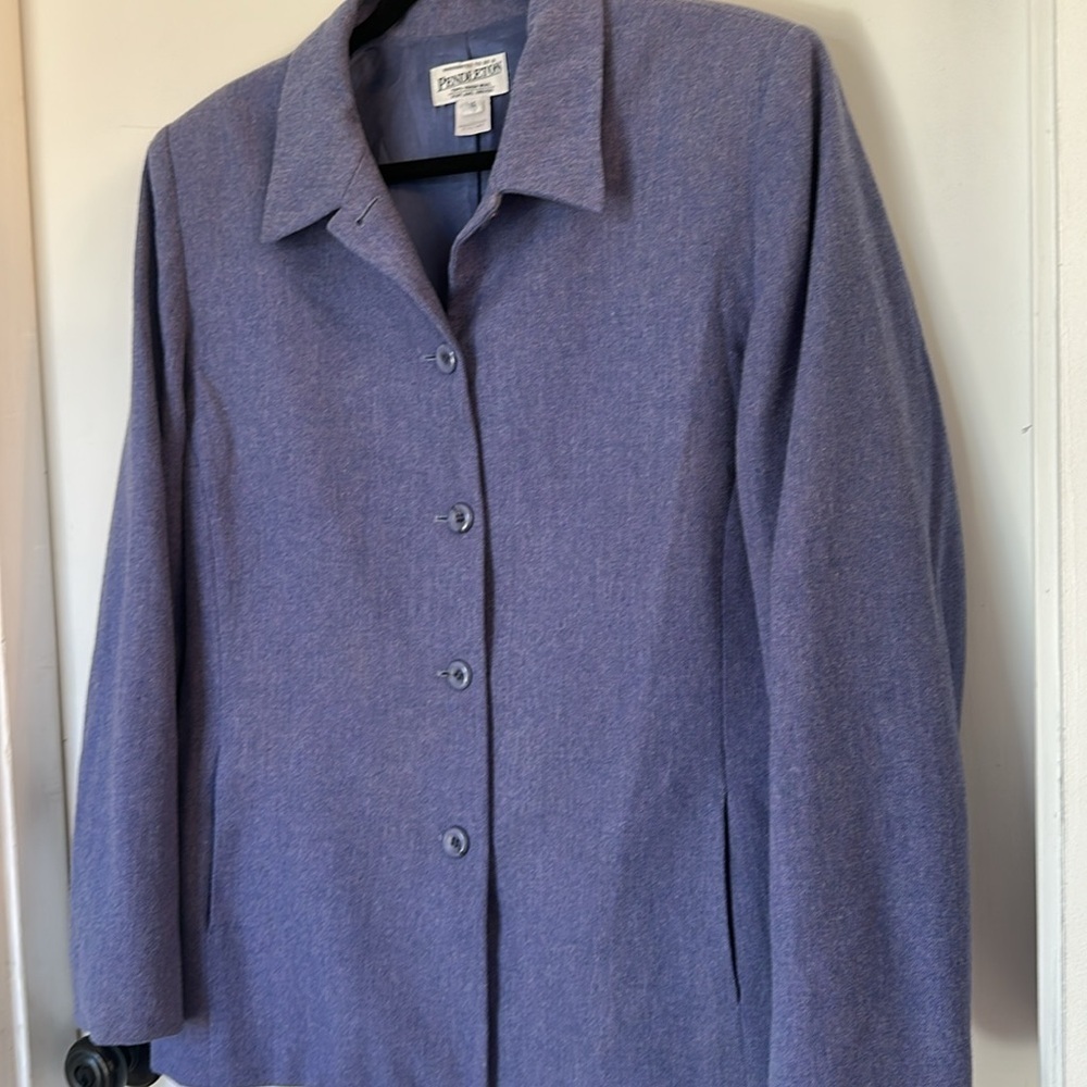 Vintage Pendleton 100% Virgin Wool Blazer Jacket Button Front Women Size 16 Blue - Picture 2 of 6